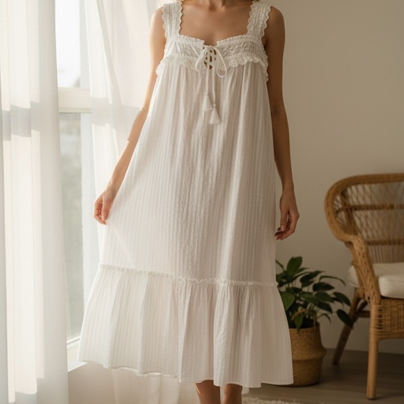 Lucky Brand Dresses & Skirts - Lucky Brand White Lace Detail Chemise